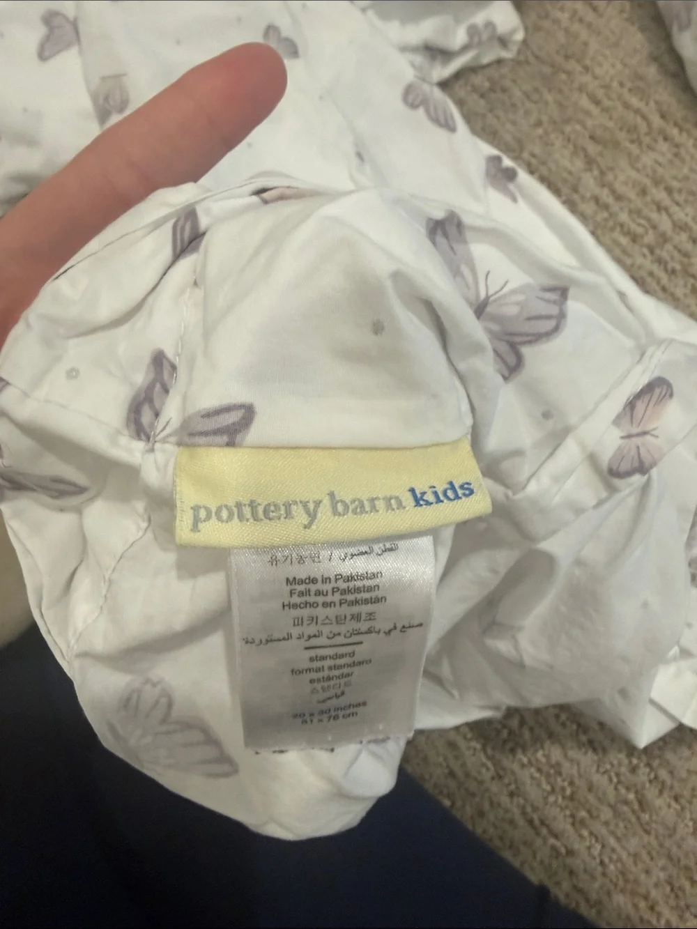 Pottery Barn Kids White Bedding with Lavender Butterfly Print - 2 full sets